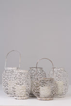 Load image into Gallery viewer, Set of 5 Weathered white candle lanterns 07&quot;&amp; 8&quot; - GS Productions
