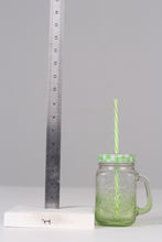 Load image into Gallery viewer, Set of 2 Green &amp; Blue juice jars with lid and straws for kids  06&quot; - GS Productions
