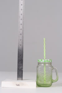 Set of 2 Green & Blue juice jars with lid and straws for kids  06" - GS Productions