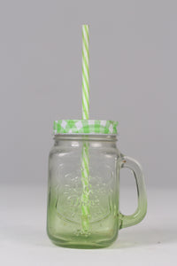 Set of 2 Green & Blue juice jars with lid and straws for kids  06" - GS Productions