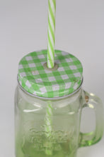 Load image into Gallery viewer, Set of 2 Green &amp; Blue juice jars with lid and straws for kids  06&quot; - GS Productions
