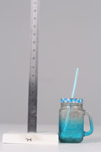 Load image into Gallery viewer, Set of 2 Green &amp; Blue juice jars with lid and straws for kids  06&quot; - GS Productions
