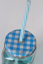 Load image into Gallery viewer, Set of 2 Green &amp; Blue juice jars with lid and straws for kids  06&quot; - GS Productions
