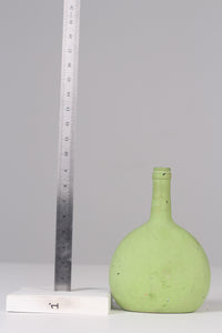 Apple green old painted glass bottle 9.5" - GS Productions