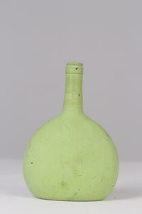 Apple green old painted glass bottle 9.5" - GS Productions