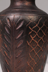 Antique Copper Carved Chalk Vase 8" x 20" - GS Productions