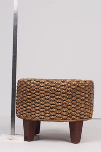 Brown cane wicker pouffe 1.5'x 1.5'ft - GS Productions