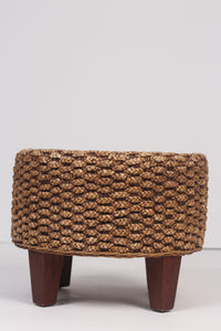 Brown cane wicker pouffe 1.5'x 1.5'ft - GS Productions