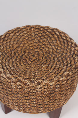 Brown cane wicker pouffe 1.5'x 1.5'ft - GS Productions