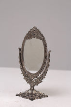 Load image into Gallery viewer, Antique Silver Traditional Vintage Carved Looking Mirror Stand 4&quot; x 8&quot; - GS Productions
