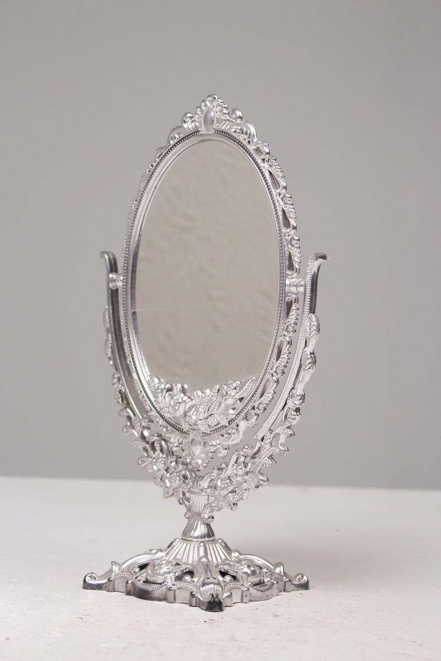 Silver Traditional Vintage Looking Mirror Stand 4
