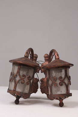 Set of 2 Antique Copper Wall Lights 10