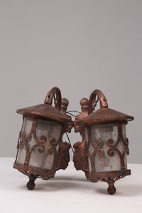 Set of 2 Antique Copper Wall Lights 10" x 8" - GS Productions