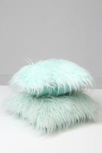 Set of 2 Light Blue Fur Cushions 1.5' x 1.5' - GS Productions