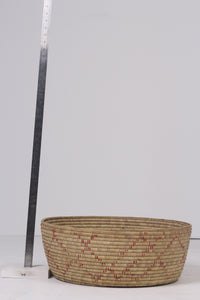Brown & Red round weaved basket 20"x  08" - GS Productions