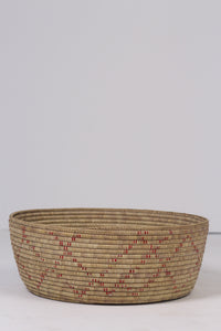 Brown & Red round weaved basket 20"x  08" - GS Productions