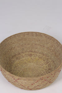 Brown & Red round weaved basket 20"x  08" - GS Productions