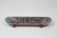 Load image into Gallery viewer, White &amp; Teal Blue Printed Old Skateboard 8&quot; x 24&quot; - GS Productions
