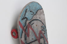 Load image into Gallery viewer, White &amp; Teal Blue Printed Old Skateboard 8&quot; x 24&quot; - GS Productions
