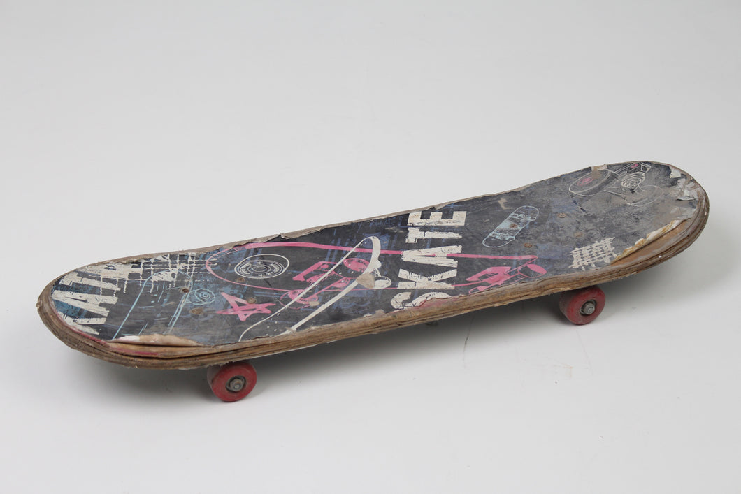 White & Pink Printed Old Skateboard 8' x 30