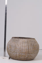 Load image into Gallery viewer, Weathered white cane planter/stool 14&quot;x 18&quot; - GS Productions

