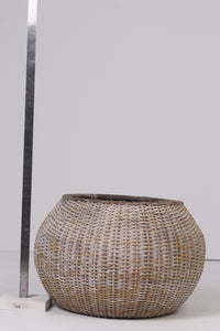Weathered white cane planter/stool 14"x 18" - GS Productions