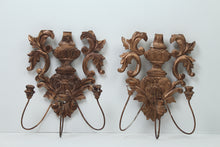 Load image into Gallery viewer, Set of 2 Antique Gold Carved Wooden Candle Holder Wall Mount 18&quot; x 24&quot; - GS Productions
