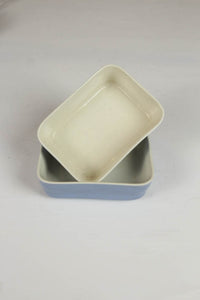 set of 2 blue & bone white ceramic ramekin/sauce dish. - GS Productions