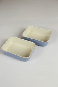 set of 2 blue & bone white ceramic ramekin/sauce dish. - GS Productions