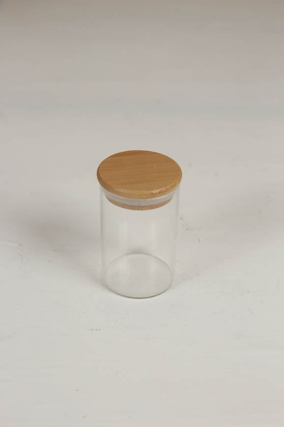 glass jar with wooden lid. - GS Productions