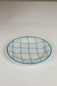 white & sky blue porcelain plate. - GS Productions