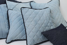 Load image into Gallery viewer, Set of 8 Light &amp; Dark Blue Soft Cushions with soft Quilting or Stitching Detail - GS Productions
