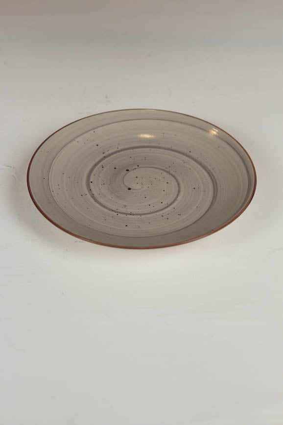 beige with brown border porcelain plater. - GS Productions