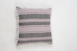 Set of 3 Soft Cushions in Purple & Grey with Pomp Pomp Lace - GS Productions