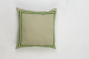 Set of 4 Soft Cushions Green,Pink & White with Print + Embroidery with Tape Details - GS Productions