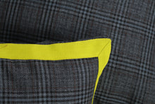 Load image into Gallery viewer, Set of 2 Soft Cushions in Grey &amp; Black with Neon Tape Details - GS Productions
