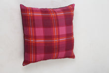 Load image into Gallery viewer, Set of 3 Soft Cushions in Purple plaid with Red &amp; Blue Tape Details - GS Productions
