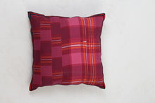 Load image into Gallery viewer, Set of 3 Soft Cushions in Purple plaid with Red &amp; Blue Tape Details - GS Productions
