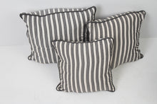 Load image into Gallery viewer, Set of 3 Soft Cushions in Grey &amp; White Stripes with Dori Details - GS Productions
