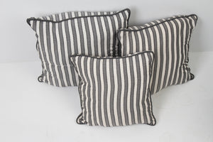 Set of 3 Soft Cushions in Grey & White Stripes with Dori Details - GS Productions