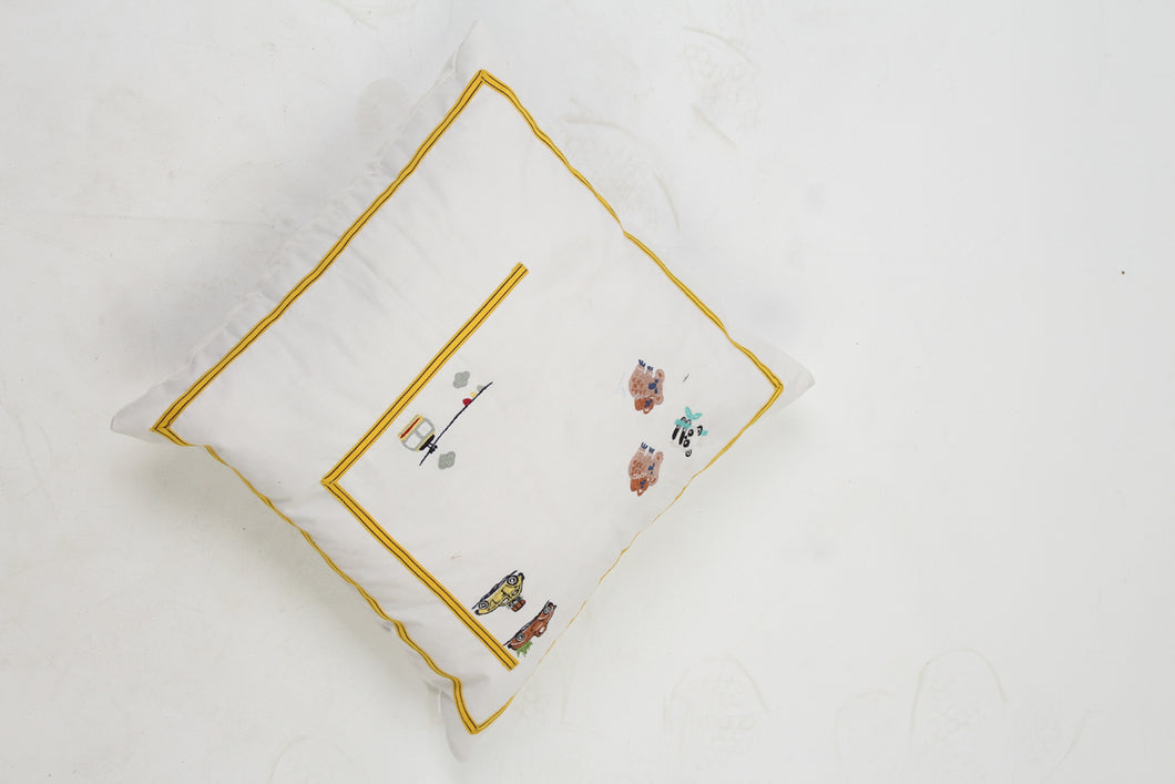 Off-White Kids Soft Cushion With Embroidery & Yellow Tape Details - GS Productions