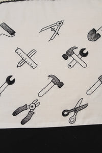 Black & White Soft Cushion Embroidery with Tape Details - GS Productions