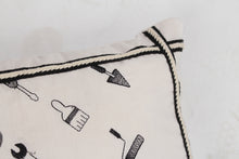 Load image into Gallery viewer, Black &amp; White Soft Cushion Embroidery with Tape Details - GS Productions
