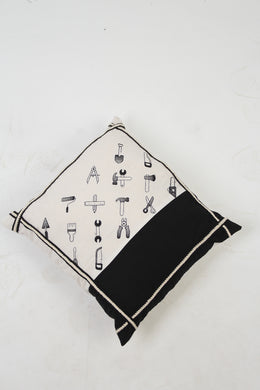 Black & White Soft Cushion Embroidery with Tape Details - GS Productions