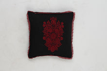 Load image into Gallery viewer, Black Soft Cushion with Embroidery &amp; Lace Details - GS Productions
