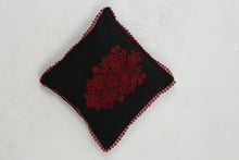 Load image into Gallery viewer, Black Soft Cushion with Embroidery &amp; Lace Details - GS Productions
