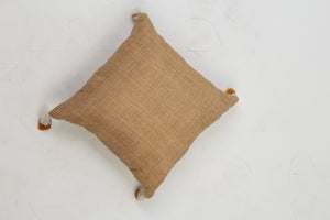 Brown Jute Soft Cushion with Teasels Details - GS Productions