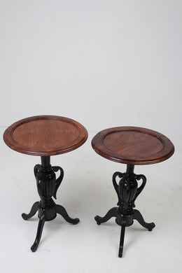 Set of 2 Brown & Black Carved Wooden Cafe/Hall Table 1.5' x 2.5'ft - GS Productions