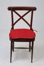 Load image into Gallery viewer, Brown &amp; Red Cross Back Wooden Cafe/Dining Chairs with Cushions 1.5&#39; x 3&#39;ft - GS Productions
