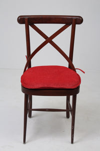 Brown & Red Cross Back Wooden Cafe/Dining Chairs with Cushions 1.5' x 3'ft - GS Productions